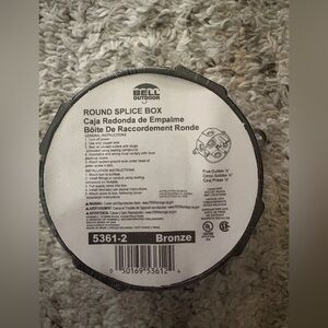 New/Sealed Bell Outdoor Round Splice Box 5361-2 Bronze